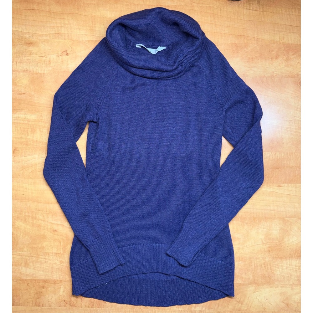 Athleta Purple Cotton Cashmere Cowl Neck Thumbhole Sweater XS